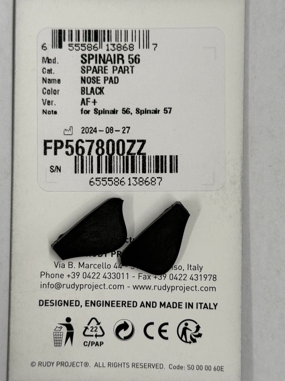 Spinair 56-59 Black Nose Pad Kit